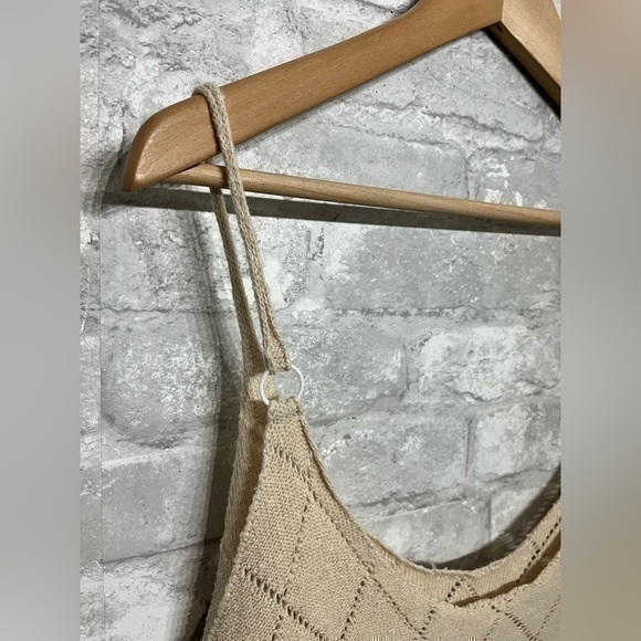 3/$30 _ NORACORA | crochet knit Y2K vintage-look tank top  cream tan beige - XXL - Picture 3 of 7